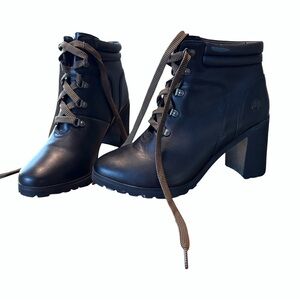 Timberland Women’s Black Platform Heeled Ankle Boots, Size 9 US